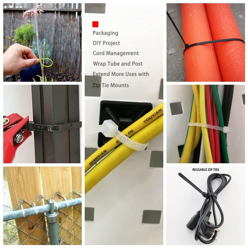 HS Clear Zip Ties 8 Inch (Bulk-1000 Pack) Nylon Cable Ties 40 Lbs Self-Locking Wire Ties for Electronics Organizer - Image 5